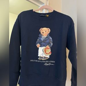 Navy women’s Ralph Lauren Bear sweater size M